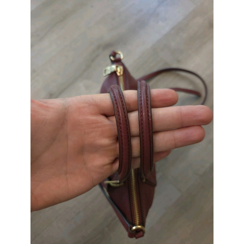 Coach Mini Kelsey Satchel Purse Small Burgundy Pebbled Leather Bag - Picture 12 of 16